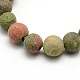 Natural Frosted Unakite Round Bead Strands(G-M064-8mm-06)-2