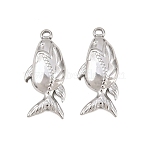 304 Stainless Steel Pendants, Koi Fish Shape Charms, Stainless Steel Color, 20.5x9x2.5mm, Hole: 1mm(STAS-L317-40P)