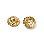 304 Stainless Steel Bead Caps, Ion Plating(IP), Rack Plating, Flower, Real 18K Gold Plated, 7x1.8mm, Hole: 1mm(STAS-P448-09C-G)