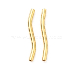 Brass Wavy Tube Beads, Long-Lasting Plated, Lead Free & Cadmium Free, Rack Plating, 925 Sterling Silver Plated, 19x1.5mm, Hole: 0.7mm(KK-H532-36A-G)