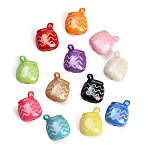 UV Plating Embossed Opaque Acrylic Beads, Iridescent, Honey Jar with Wave Pattern, Mixed Color, 21.5x17.5x11.5mm, Hole: 3mm(AC-CBAEEF4-15)