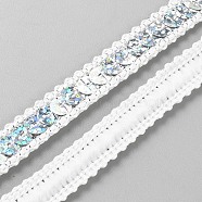 Polyester Ribbons, with Plastic Sequins, WhiteSmoke, 1/2 inch(12mm)(SRIB-WH20020-008B)