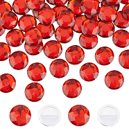 60Pcs Self-Adhesive Acrylic Rhinestone Stickers, for DIY Decoration and Crafts, Faceted, Half Round, Red, 20x5.5mm(STIC-FG0001-01C)