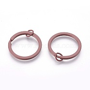 Spray Painted Iron Split Key Rings, Keychain Clasp Findings, Lead Free & Nickel Free, Rosy Brown, 30x2mm, Inner Diameter: 24mm(IFIN-L038-01-FF)