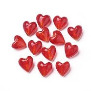 Handmade Gold Foil Glass Beads, Heart, Red, 20x20x13mm, Hole: 2mm(FOIL-R050-20x13mm-1)