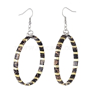 Dangle Earrings, with 2-Hole Glass Seed Beads, Steel Memory Wire and 316 Surgical Stainless Steel Earring Hooks, Ring, Black, 79mm, Pin: 0.7mm(EJEW-JE04127-02)