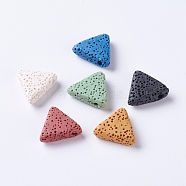 Natural Lava Rock Beads, Triangle, Dyed, Mixed Color, 16~17x17~17.5x5.5mm, Hole: 2mm(X-G-P316-H)