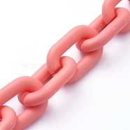 Handmade Acrylic Cable Chains, Oval, for Jewelry Making, Salmon, 31x19.5x5.5mm, 39.37 inch(1m)/strand(AJEW-JB00630-01)