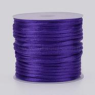 Nylon Cord, Satin Rattail Cord, for Beading Jewelry Making, Chinese Knotting, Mauve, 2mm, about 10.93 yards(10m)/roll(NWIR-L006-2mm-08)