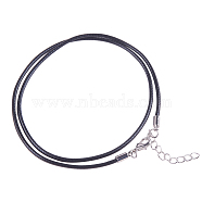 Waxed Cotton Cord Necklace Making, with Zinc Alloy Lobster Claw Clasps and Brass Findings, Nickel Free, Platinum Metal Color, Black, 2mm, 18.1 inch(NJEW-A279-2.0mm-01)