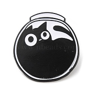 Black Cat with Bowl Alloy Enamel Brooch, Pin for Backpack Clothes, Electrophoresis Black, 30x28x1.5mm(JEWB-E022-04EB-01)