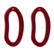 Acrylic Pendants, for DIY Earring Accessories, Oval, Dark Red, 39x19x2.5mm, Hole: 1.6mm(KY-I008-13B)