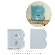 Letter-shaped Food Grade Money Box Silicone Molds, Storage Molds, Resin Casting Molds, with Iron Screws, Letter.B, Finished: 197x171x27mm, Hole: 2mm(DIY-D072-01GP-02)