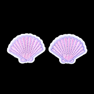 Computerized Embroidery Cloth Iron On Patches, Costume Accessories, Appliques, Scallop Shell Shape, Violet, 36x46x1.5mm(FIND-T030-022)