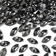 Preciosa&reg MAXIMA Crystal Fancy Stones, Czech Crystal, 435 14 615 Navette(Horse Eye), Aluminium Layer, 00030 260 NightFall, 8x4mm(Y-PRC-FG8-00030-260)