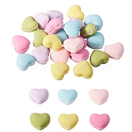 30Pcs 6 Colors Resin Beads, Macaron, Heart, Mixed Color, 19x22x13mm(RESI-CJ0001-185)