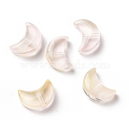 Transparent Spray Painted Glass Beads, Crescent Moon, Light Goldenrod Yellow, 14x9.5x5mm, Hole: 1mm(GLAA-I050-04J)