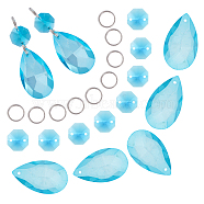 Gorgecraft DIY Shining Faceted Pendant Making Kits, Including Octagon Glass Rhinestone Links, Octagon Glass Pendants, Iron Split Rings, Cyan, Links: 20pcs, Pendants: 10pcs, Ring: 40pcs(DIY-GF0003-25D)