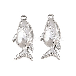 304 Stainless Steel Pendants, Koi Fish Shape Charms, Stainless Steel Color, 20.5x9x2.5mm, Hole: 1mm(STAS-L317-40P)