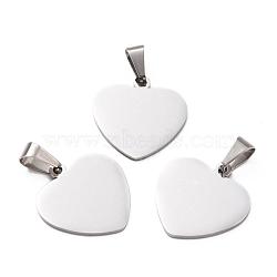 Tarnish Resistant 304 Stainless Steel Stamping Blank Tag Pendants, Heart, Stainless Steel Color, 24x25x1.5mm, Hole: 7x4mm(STAS-L220-02C-A01)