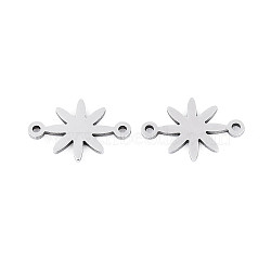 304 Stainless Steel Connector Charms, Flower, Non-Tarnish, Stainless Steel Color, 14.5x10x1mm, Hole: 1mm(STAS-P433-04P)