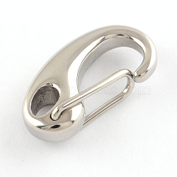 Polished 316 Surgical Stainless Steel Keychain Clasp Findings, Snap Clasps, Stainless Steel Color, 21x11x4.5mm, Hole: 3x5mm(STAS-R072-59)