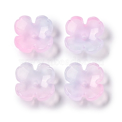 Baking Paint Glass Bead Caps, 4-Petal Flower, Thistle, 12x12x4.5mm, Hole: 1.4mm(GLAA-S202-04B)