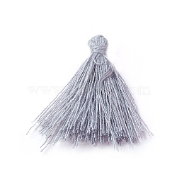 Polycotton(Polyester Cotton) Tassel Pendant Decorations, Gray, 28~34x5mm, about 300pcs/bag(FIND-G011-03)