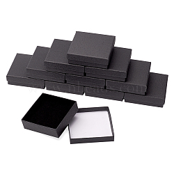 Cardboard Gift Boxes, with Black Sponge inside, Square, Black, 9x9x2.9cm(YS-TAC0001-17C-02)