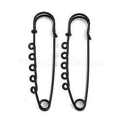 Ion Plating(IP) 304 Stainless Steel Safety Pins Brooch Findings, Kilt Pins with 5 Loops for Lapel Pin Making, Black, 71.5x20.5x5.5mm, Hole: 2mm(STAS-K252-05C-EB)