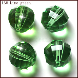 K9 Glass, Imitation Austrian Crystal Beads, Grade AAA, Faceted, Round, Lime Green, 10mm, Hole: 0.9~1mm(SWAR-F079-10mm-16)