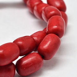 Dyed Barrel Synthetic Turquoise Beads Strands, Red, 12x8mm, Hole: 1mm, about 31pcs/strand, 15.7 inch(G-M142-06)