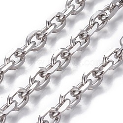 201 Stainless Steel Cable Chains, Diamond Cut Chains, Unwelded, Stainless Steel Color, 6.50x2mm(CHS-P007-27P-06)