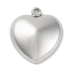 Anti-Tarnish 304 Stainless Steel Pendants, Heart Charm, Stainless Steel Color, 17x15x4mm, Hole: 1.6mm(STAS-D194-11S)