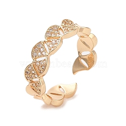 Brass Micro Pave Cubic Zirconia Open Cuff Rings, Triangle, Light Gold, Inner Diameter: 17.2mm(RJEW-K263-16G)