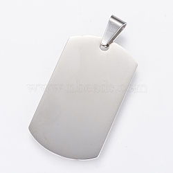 304 Stainless Steel Stamping Blank Tag Pendants, Double Side Polished, Rectangle, Stainless Steel Color, 40x23.5x2mm, Hole: 7x4mm(X-STAS-R090-32)