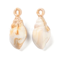 Opaque Acrylic Pendants, Imitation Gemstone, Spiral Shell Shape, Tan, 33x16x13mm, Hole: 2mm, about 212pc/500g(OACR-U004-06F)