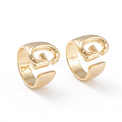 Brass Cuff Rings, Open Rings, Long-Lasting Plated, Real 18K Gold Plated, Letter.G, Size 6, 17mm(X-RJEW-L097-06G)