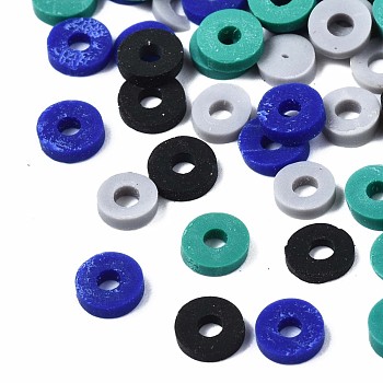 Handmade Polymer Clay Beads, Heishi Beads, Disc/Flat Round, Mixed Color, 4x0.5~1.5mm, Hole: 1.5mm, about 66600pcs/1000g