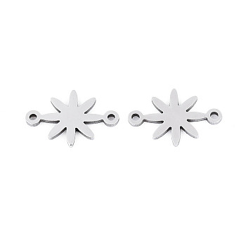 304 Stainless Steel Connector Charms, Flower, Non-Tarnish, Stainless Steel Color, 14.5x10x1mm, Hole: 1mm