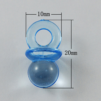 Dodger Blue Color Transparent Acrylic Baby Pacifier Pendants, 20x10x10mm, Hole: 5mm