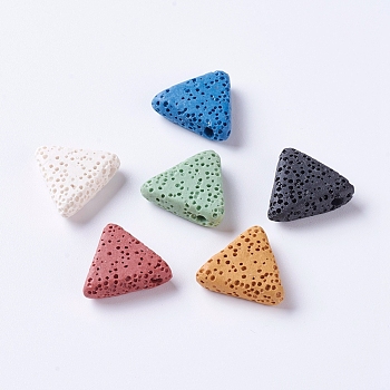 Natural Lava Rock Beads, Triangle, Dyed, Mixed Color, 16~17x17~17.5x5.5mm, Hole: 2mm