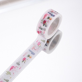 DIY Scrapbook Decorative Paper Tapes, Adhesive Tapes, Mixed Shaped, White, 15mm, 5m/roll(5.46yards/roll)