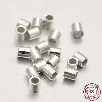 Sterling Silver Column Bead Spacers, Silver, 1.5x1.5mm, Hole: 0.5mm