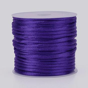 Nylon Cord, Satin Rattail Cord, for Beading Jewelry Making, Chinese Knotting, Mauve, 2mm, about 10.93 yards(10m)/roll