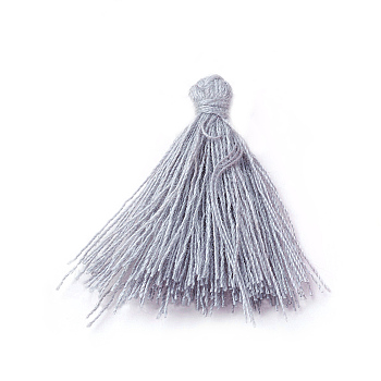 Polycotton(Polyester Cotton) Tassel Pendant Decorations, Gray, 28~34x5mm, about 300pcs/bag
