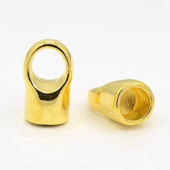 Brass Cord Ends, Golden, 12x19mm, Hole: 8mm, Inner Diameter: 8mm