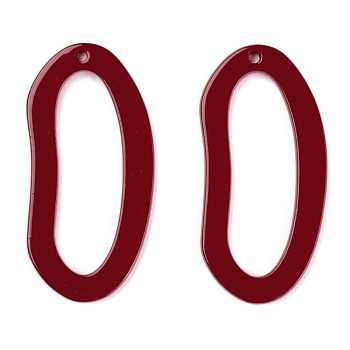 Acrylic Pendants, for DIY Earring Accessories, Oval, Dark Red, 39x19x2.5mm, Hole: 1.6mm
