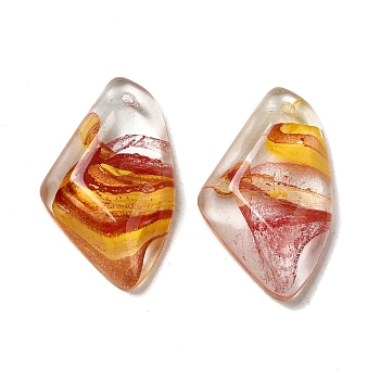Transparent Glass Pendants, Faceted Wing Charms, Dark Red, 32.5x19x6.5mm, Hole: 1.6mm