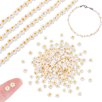 4 Strands Handmade Millefiori Glass Bead Strands, Flower, Orange, 3.7~5.6x2.6mm, Hole: 1mm, about 88~110pcs/Strand, 15.75''(40cm)